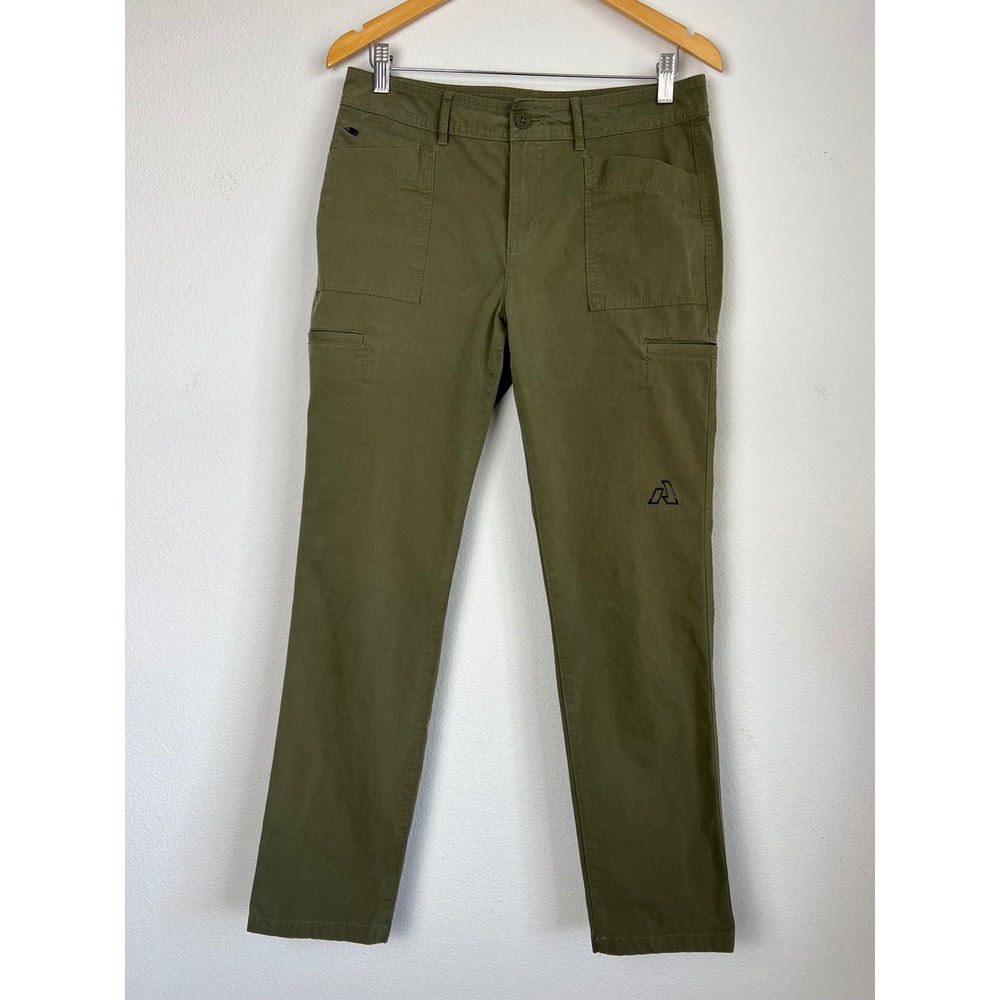 Eddie Bauer Womens Cotton Blend Hiking Pants 6 Green Slim Straight Cargo Utility